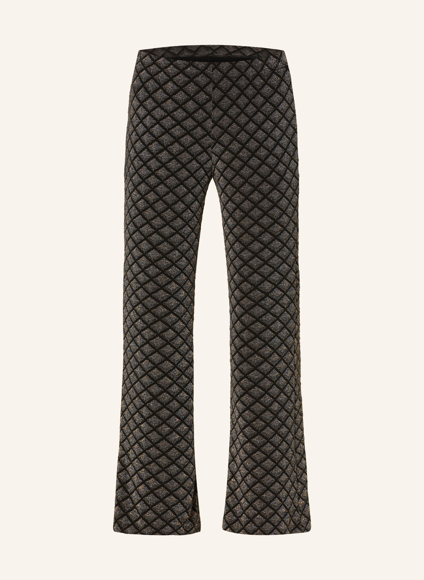 Ana Alcazar Wide-leg trousers with glitter thread: BLACK / GOLD / BLUE