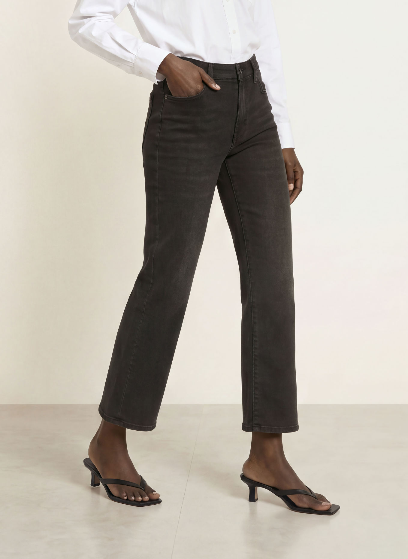 7 for all mankind ALEXA CROPPED Straight-Fit Jeans: 3S3 DARKPINE