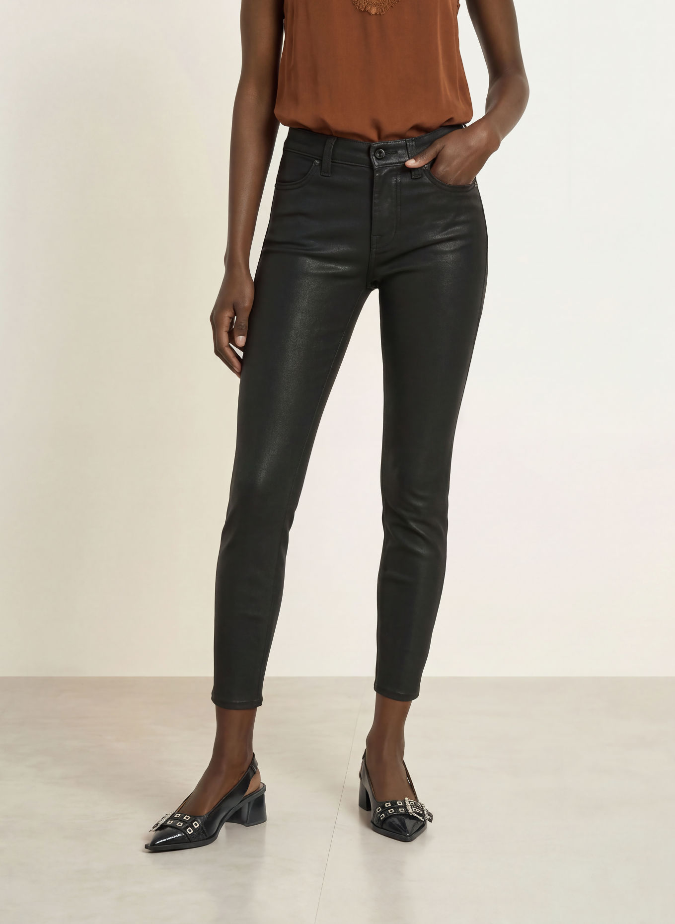 7 for all mankind Coated Jeans THE ANKLE SKINNY: 21H COATED BLACK