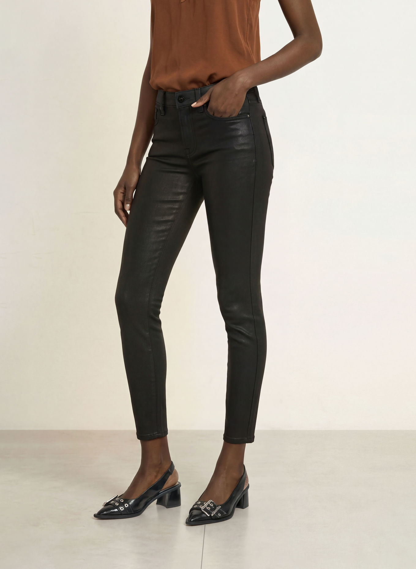 7 for all mankind Coated Jeans THE ANKLE SKINNY: 21H COATED BLACK