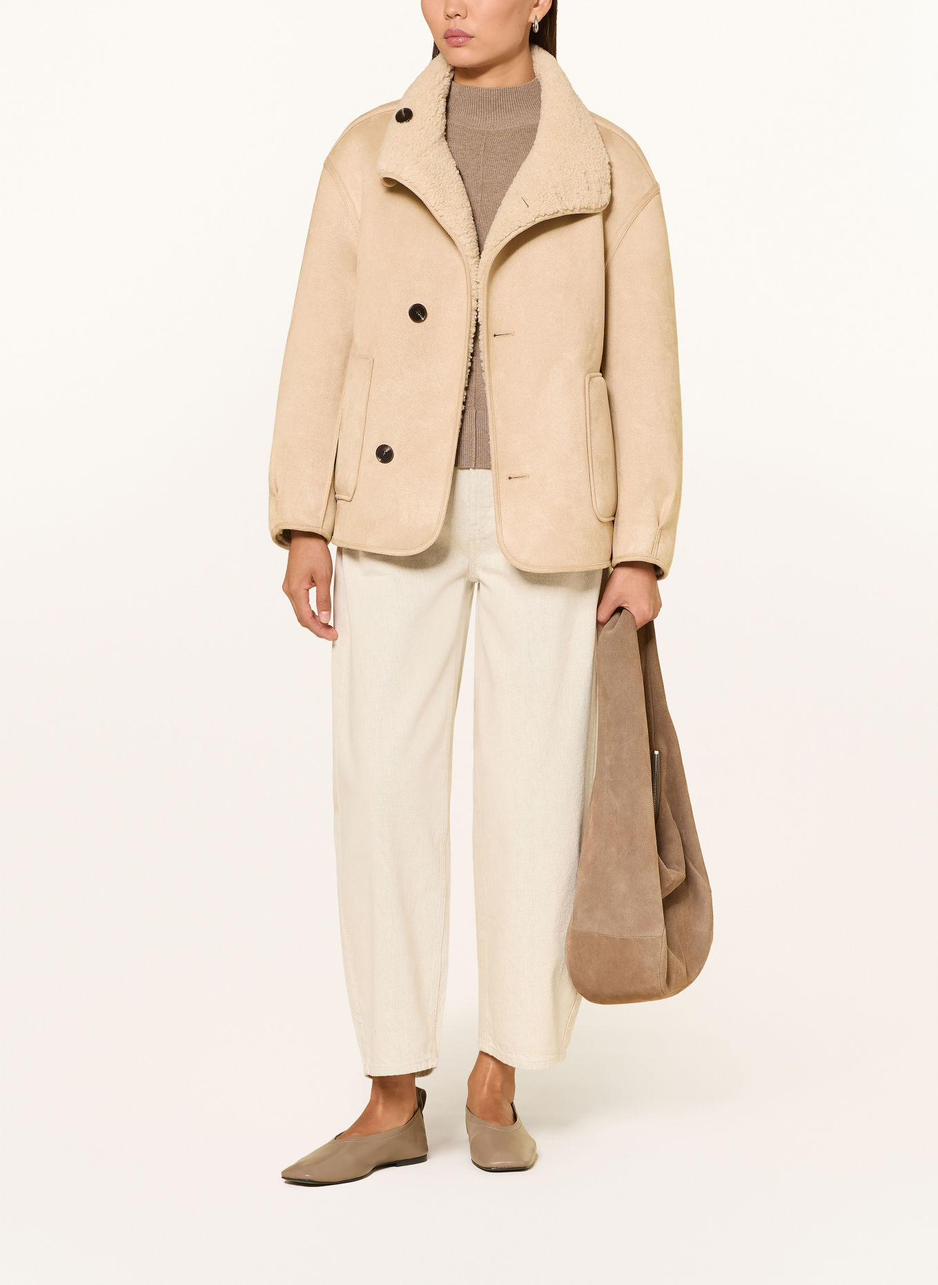 OPUS HAELLA Reversible Teddy Fur Jacket: LIGHT BROWN