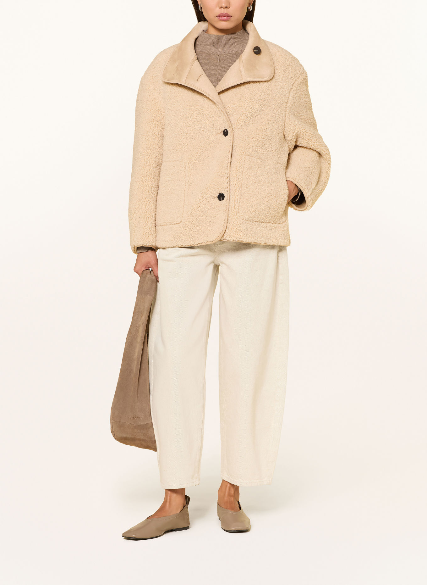 OPUS HAELLA Reversible Teddy Fur Jacket: LIGHT BROWN