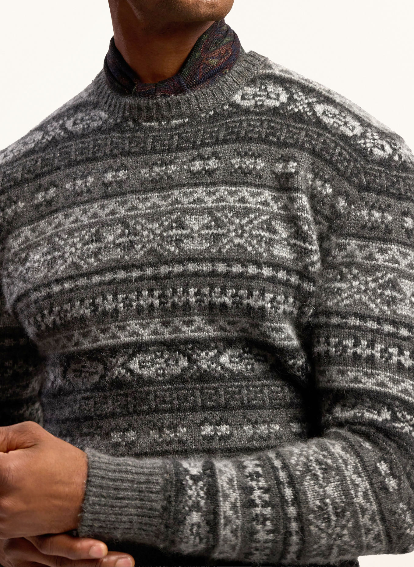 RALPH LAUREN PURPLE LABEL Pullover mit Cashmere: GRAU / HELLGRAU / DUNKELGRAU