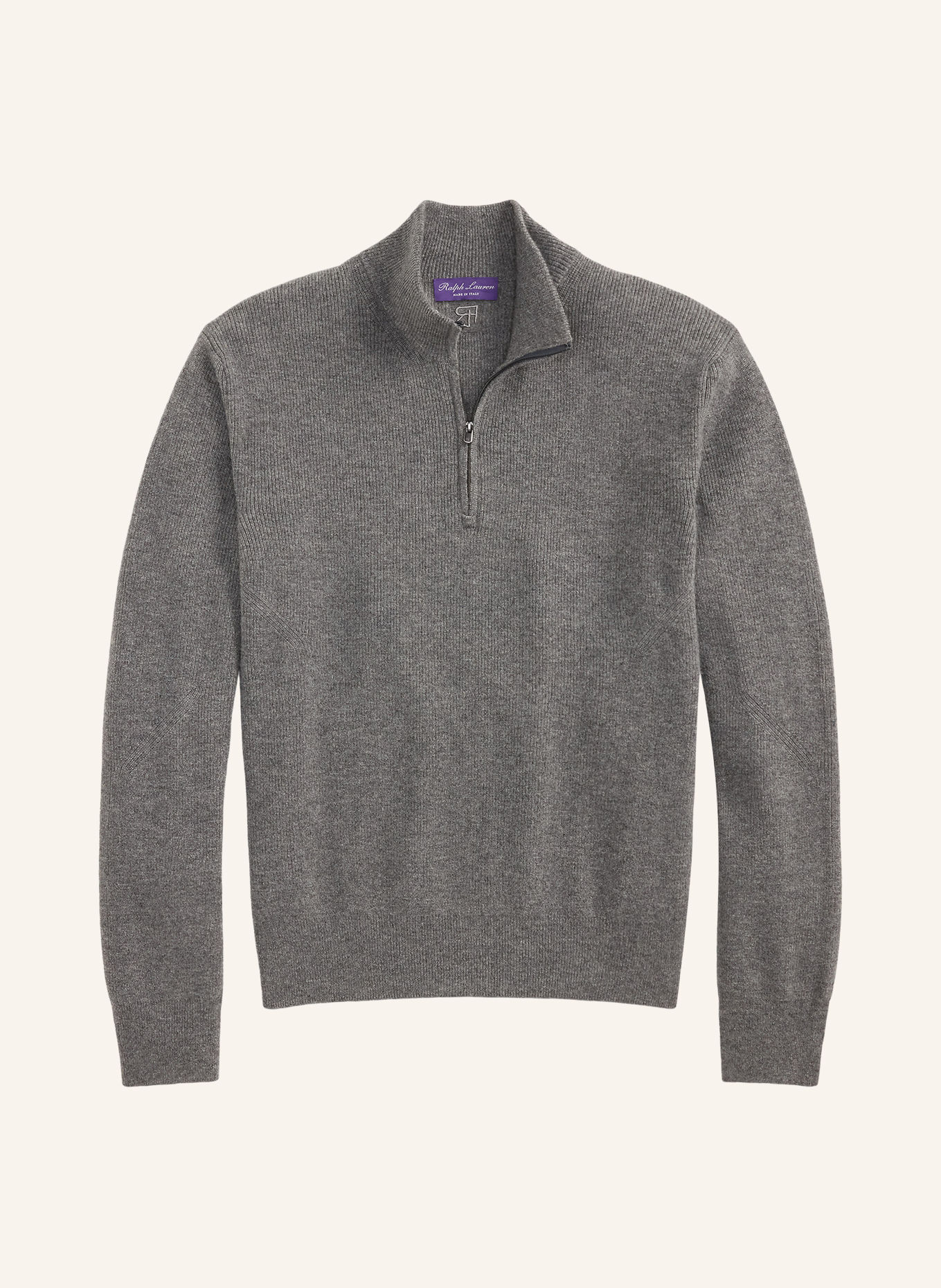 RALPH LAUREN PURPLE LABEL Pull col zippé en cachemire: GRIS FONCÉ