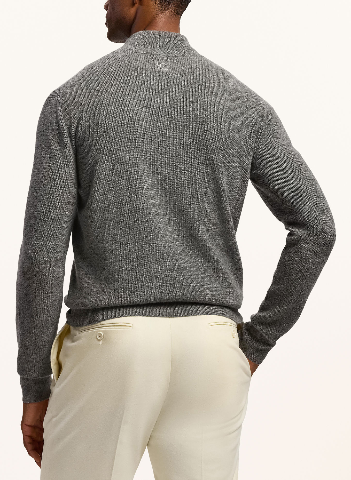 RALPH LAUREN PURPLE LABEL Pull col zippé en cachemire: GRIS FONCÉ