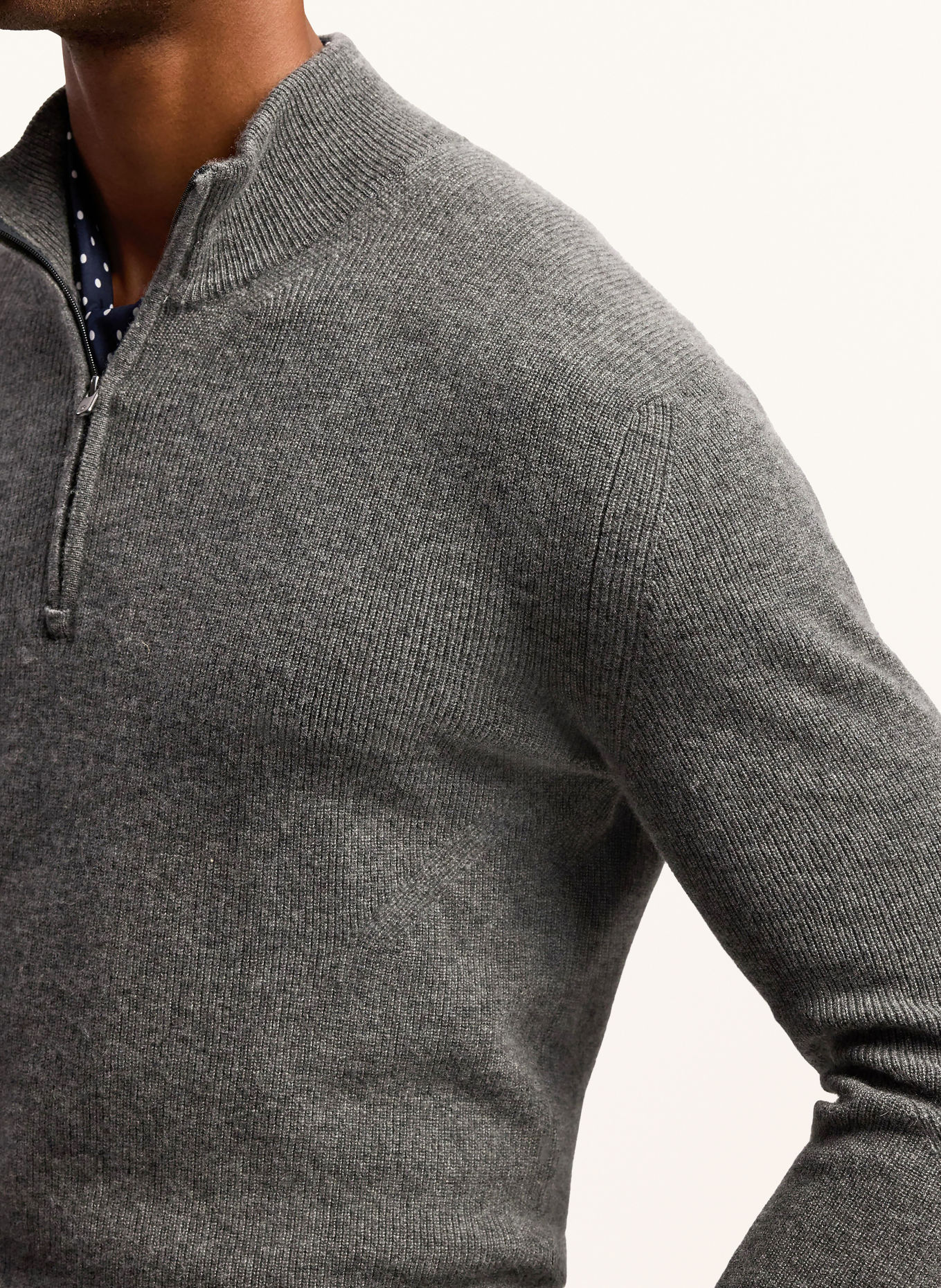 RALPH LAUREN PURPLE LABEL Pull col zippé en cachemire: GRIS FONCÉ