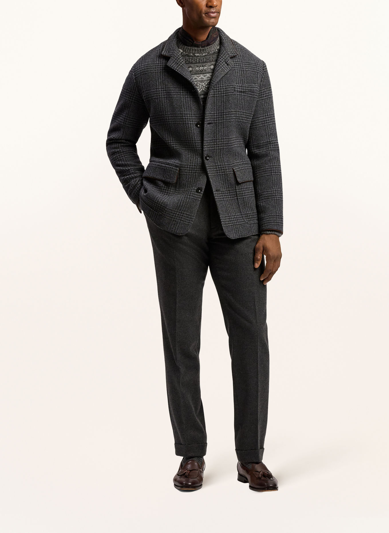 RALPH LAUREN PURPLE LABEL Coat with Cashmere: DARK GRAY / BROWN / GRAY