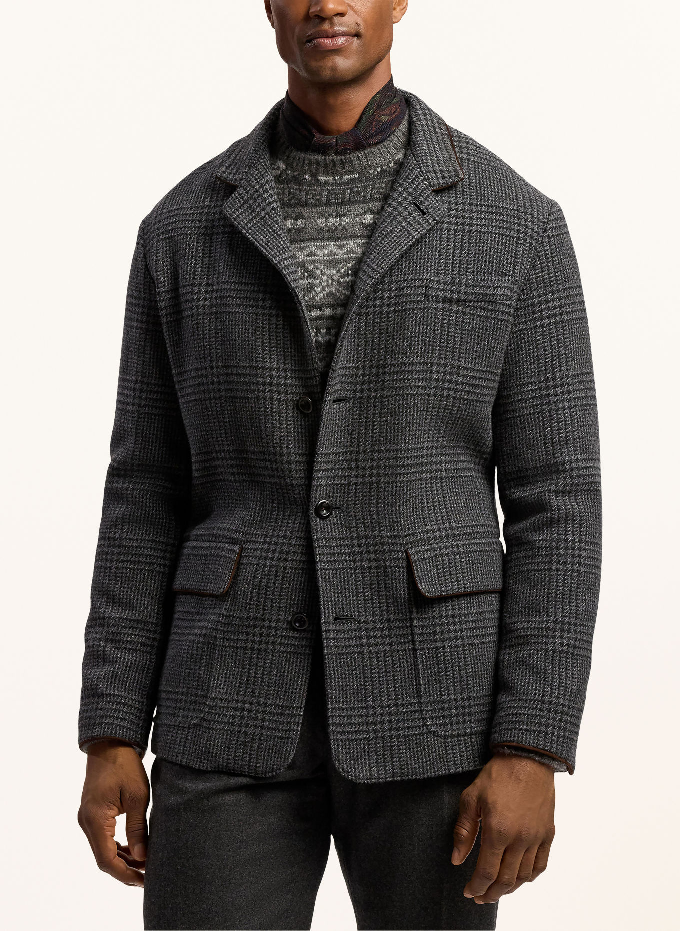 RALPH LAUREN PURPLE LABEL Coat with Cashmere: DARK GRAY / BROWN / GRAY