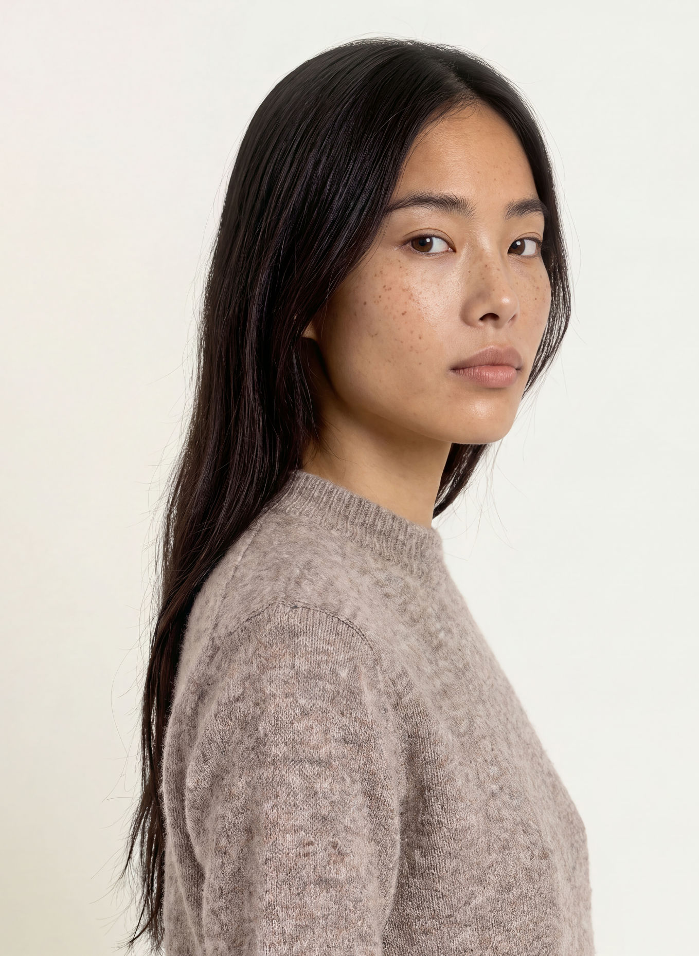 TIGER OF SWEDEN MAY Knit shirt with Mohair: LIGHT BROWN / GRAY