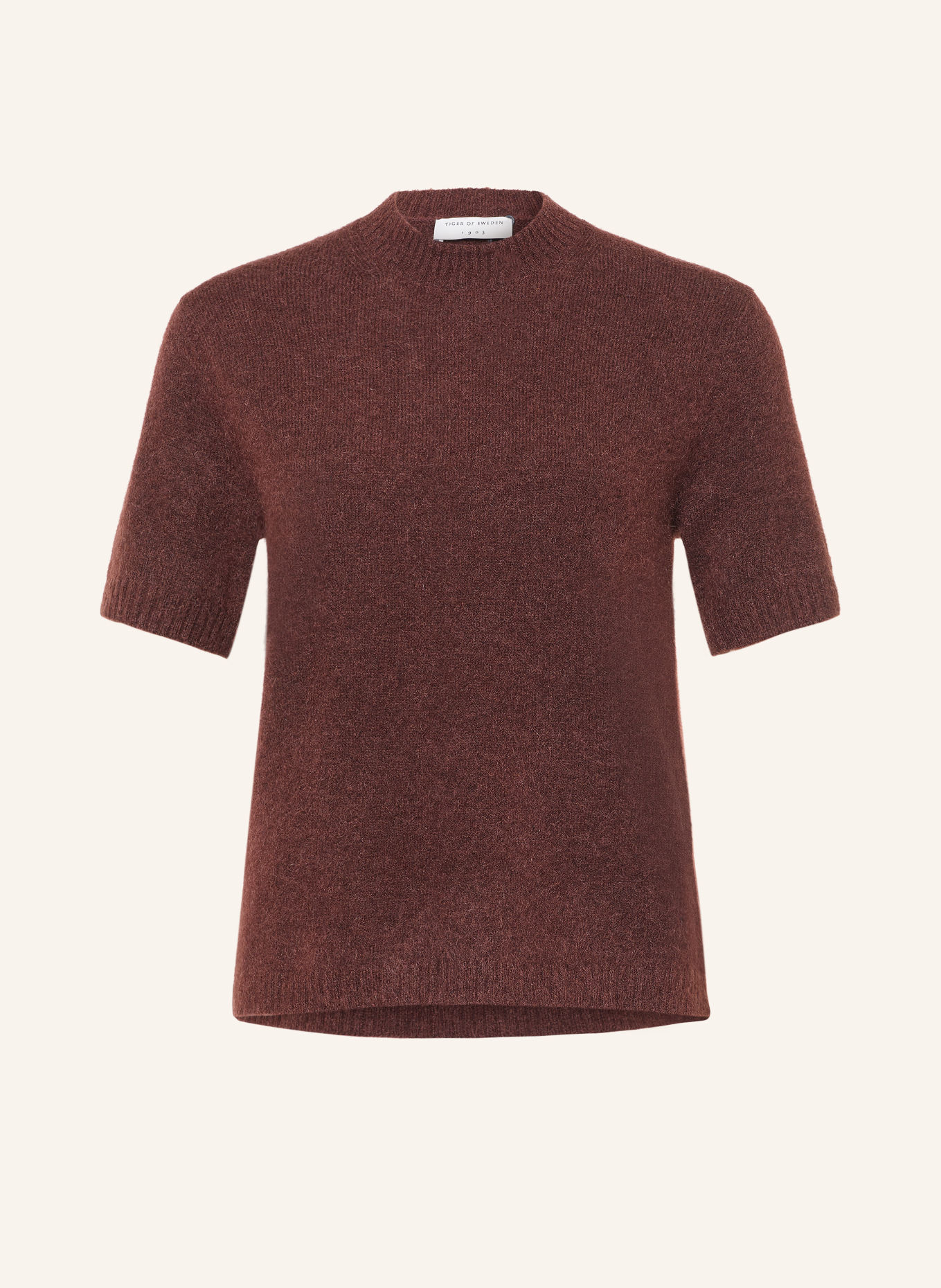 TIGER OF SWEDEN Gebreid shirt MAY met mohair: DONKERROOD