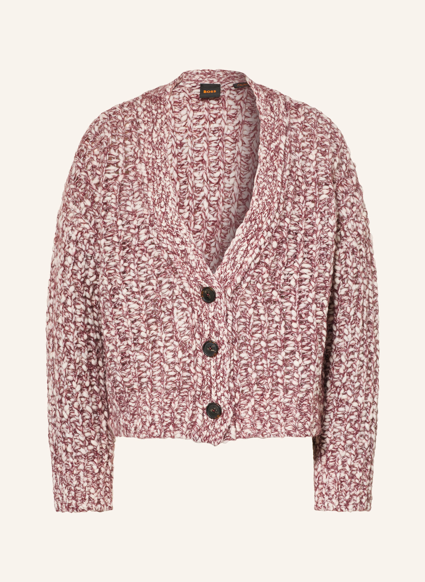 BOSS Strickjacke FODIA: DUNKELROT / ECRU