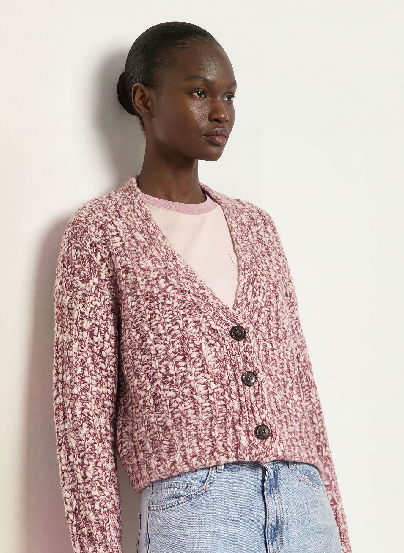 BOSS Strickjacke FODIA: DUNKELROT / ECRU