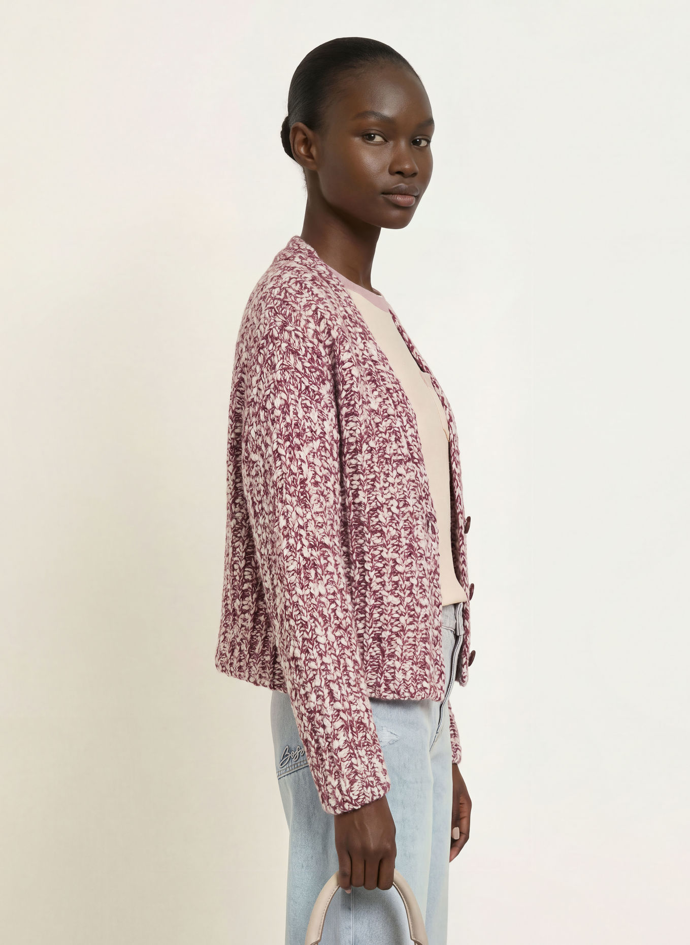 BOSS Strickjacke FODIA: DUNKELROT / ECRU