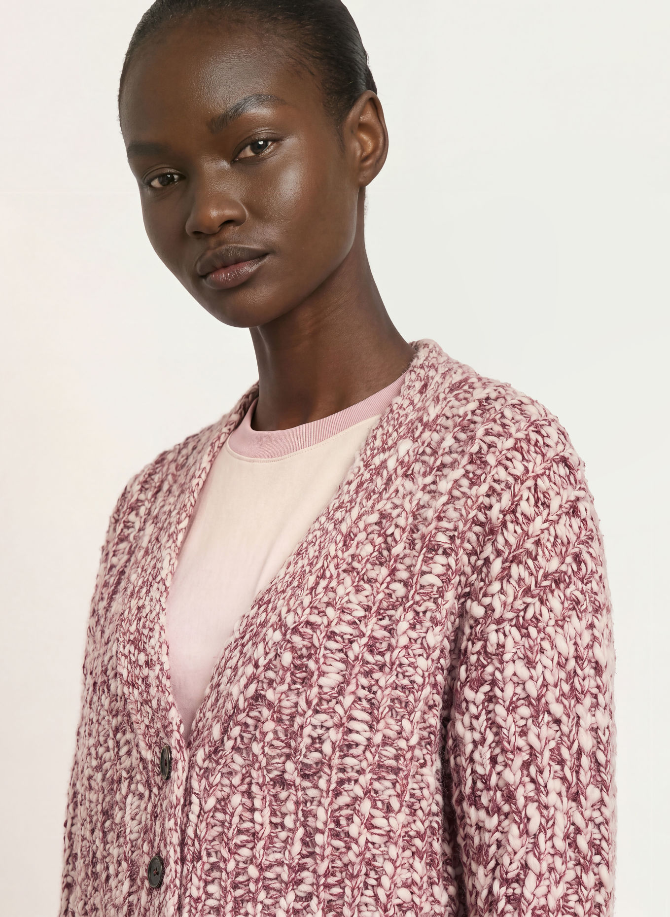 BOSS Strickjacke FODIA: DUNKELROT / ECRU