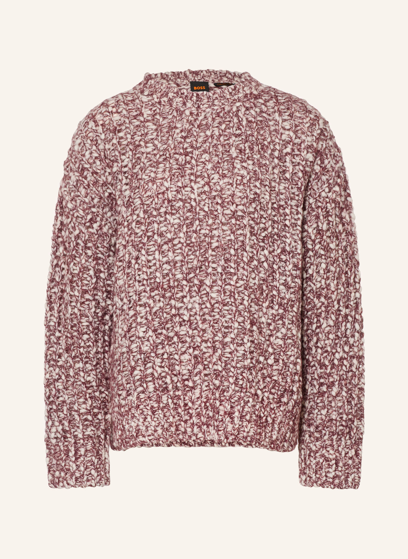 BOSS Pullover FLOCASIA: DUNKELROT / CREME