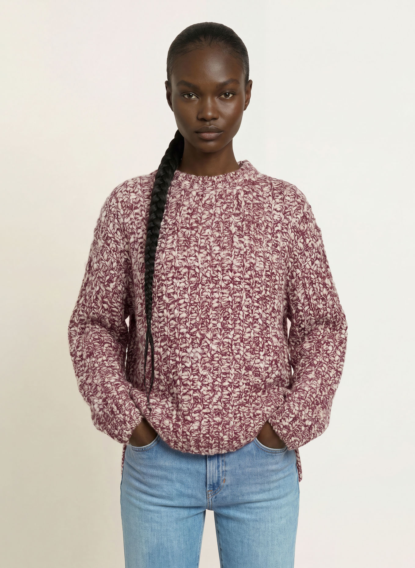 BOSS Pullover FLOCASIA: DUNKELROT / CREME
