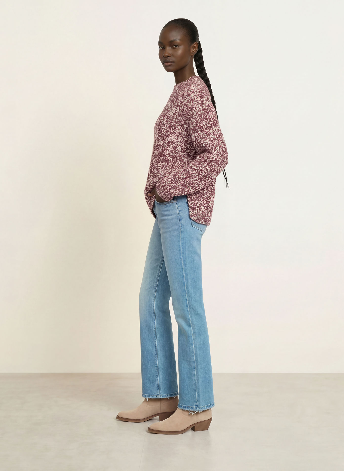BOSS Pullover FLOCASIA: DUNKELROT / CREME