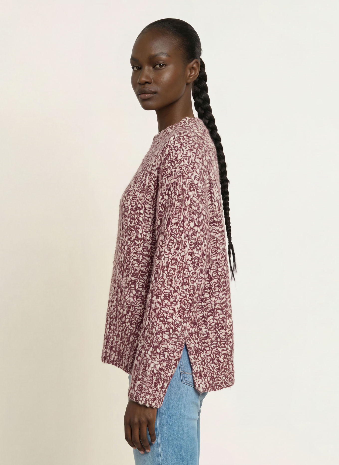 BOSS Pullover FLOCASIA: DUNKELROT / CREME