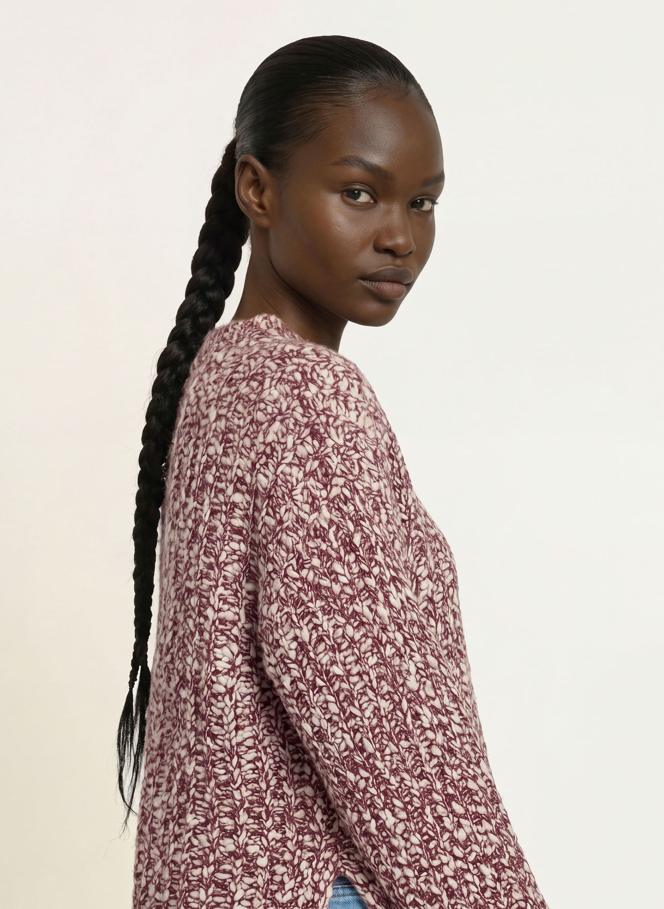 BOSS Pullover FLOCASIA: DUNKELROT / CREME