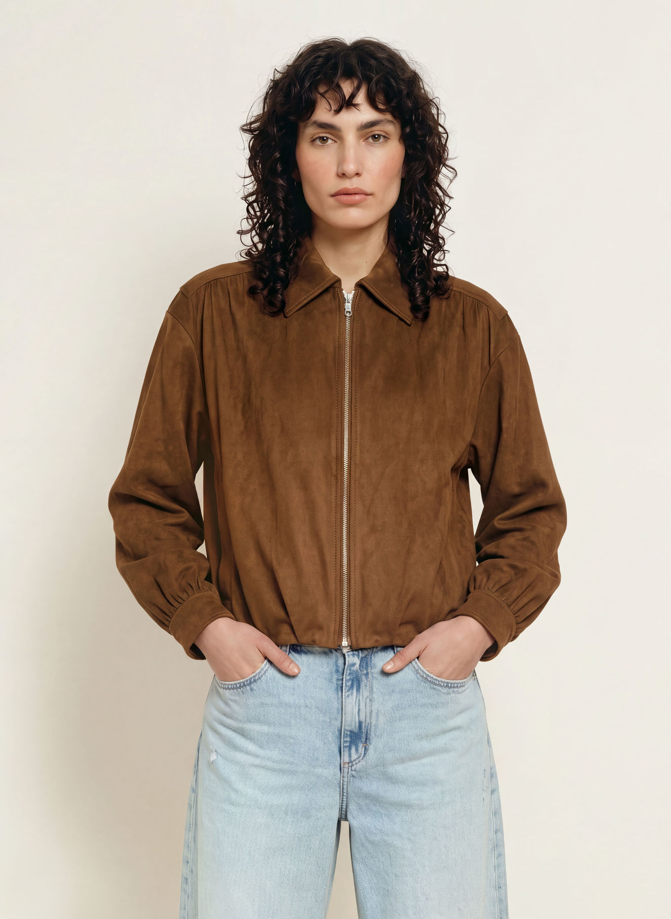 BOSS Blouson JASUEDE i læderlook: BRUN