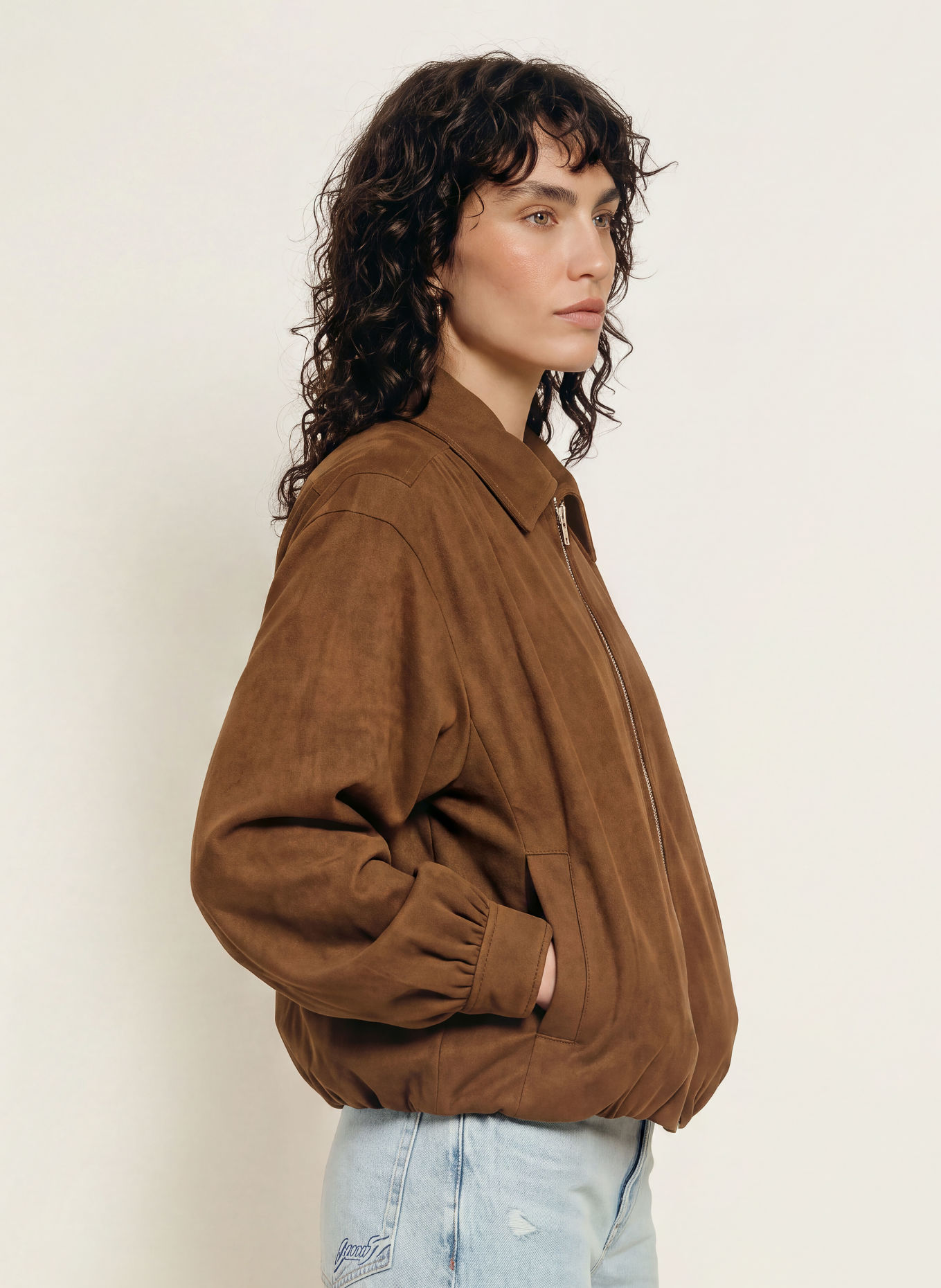 BOSS Blouson JASUEDE i læderlook: BRUN