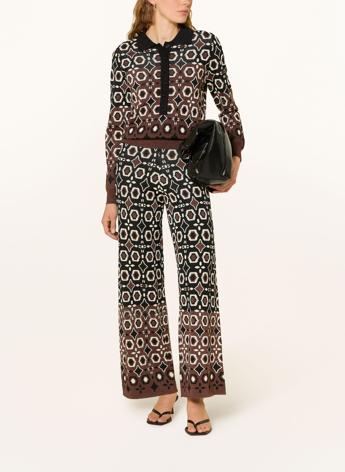 SUNCOO Gebreide broek JASPER met glittergaren: ZWART / BRUIN / WIT