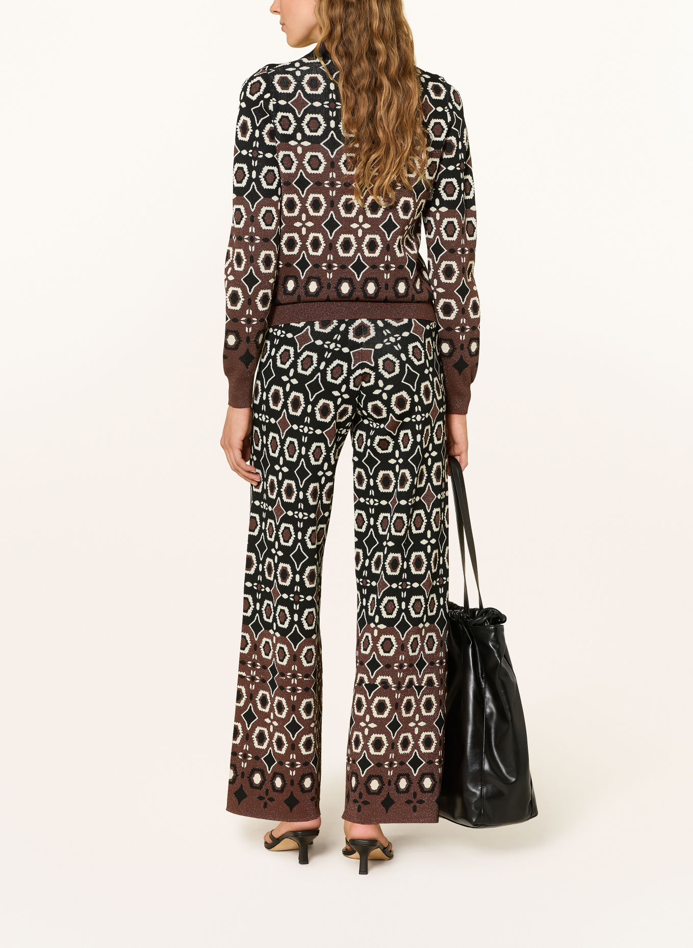 SUNCOO Gebreide broek JASPER met glittergaren: ZWART / BRUIN / WIT
