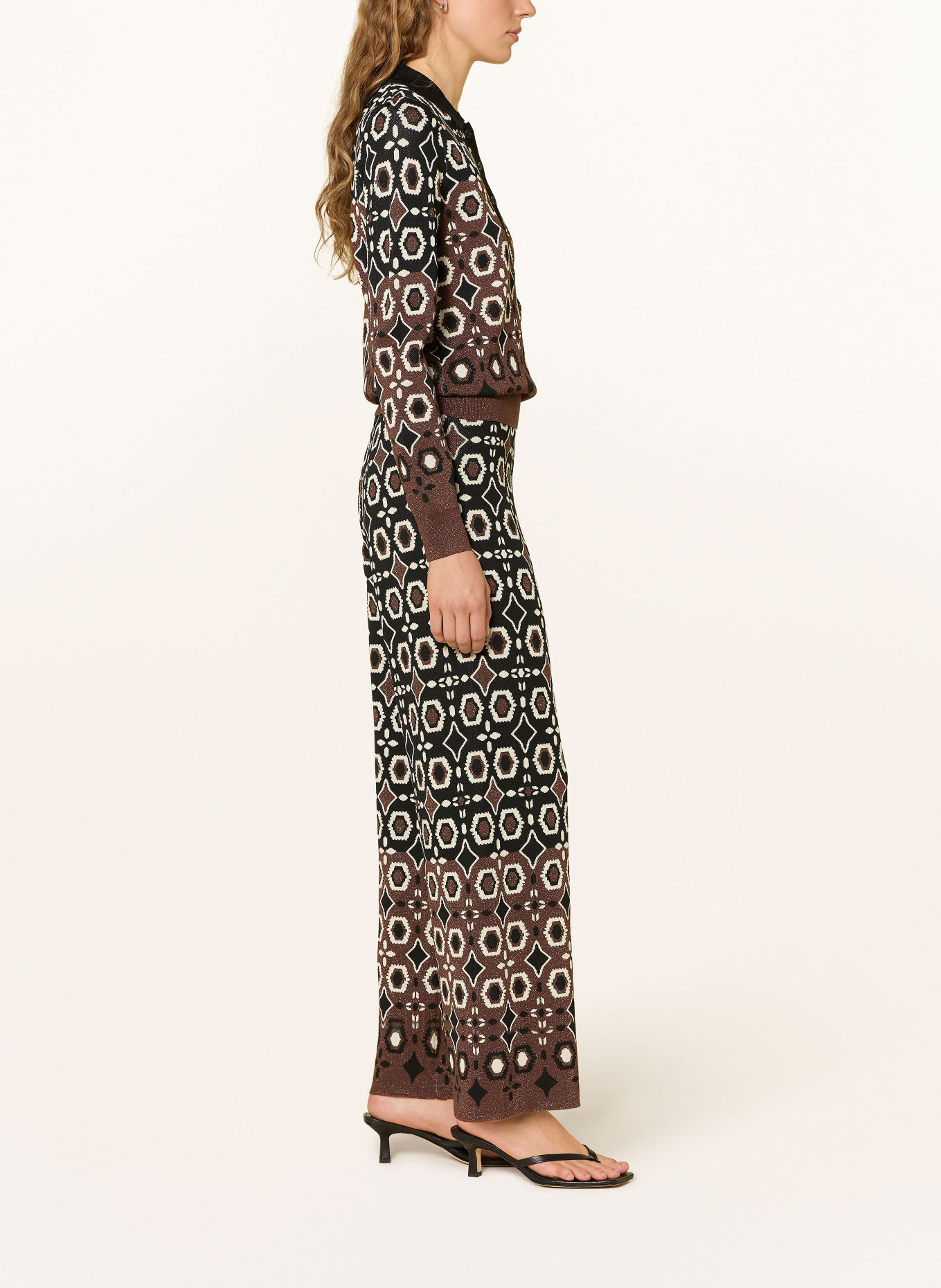 SUNCOO Gebreide broek JASPER met glittergaren: ZWART / BRUIN / WIT