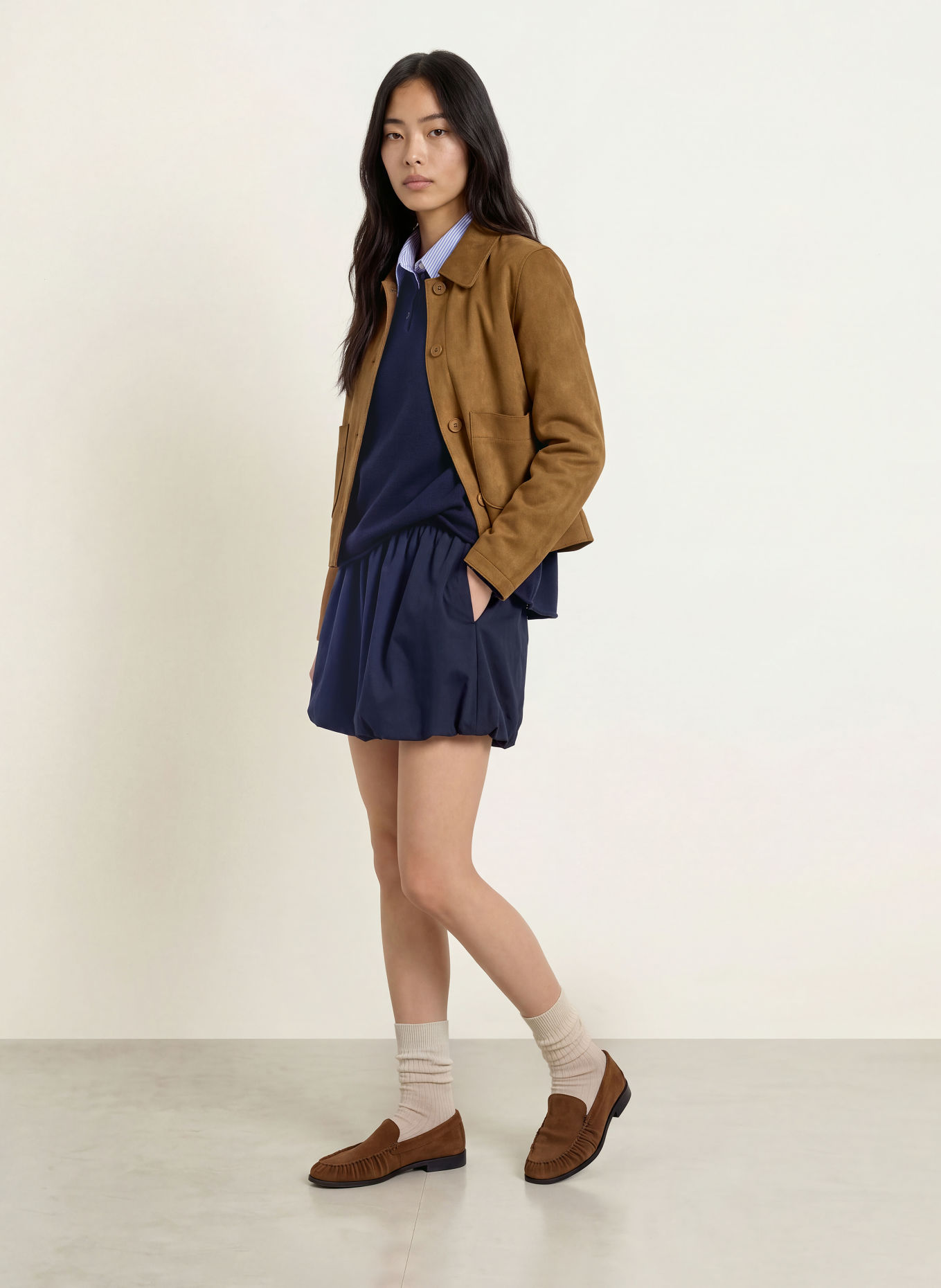 SUNCOO Jacke DUNE in Lederoptik: COGNAC