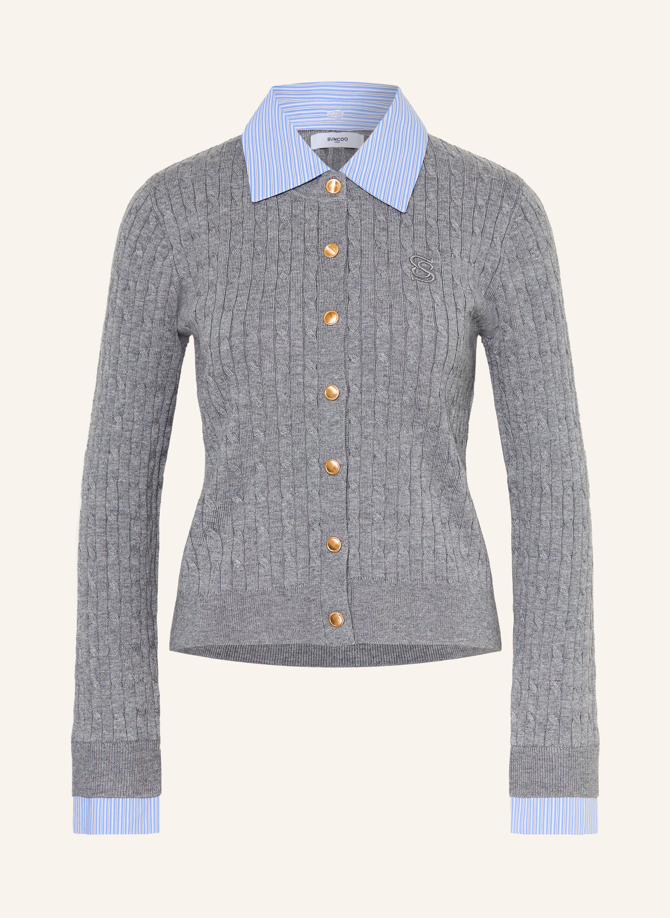 SUNCOO GASTI-vest met afneembare Kraag: GRIJS / LICHTBLAUW / WIT