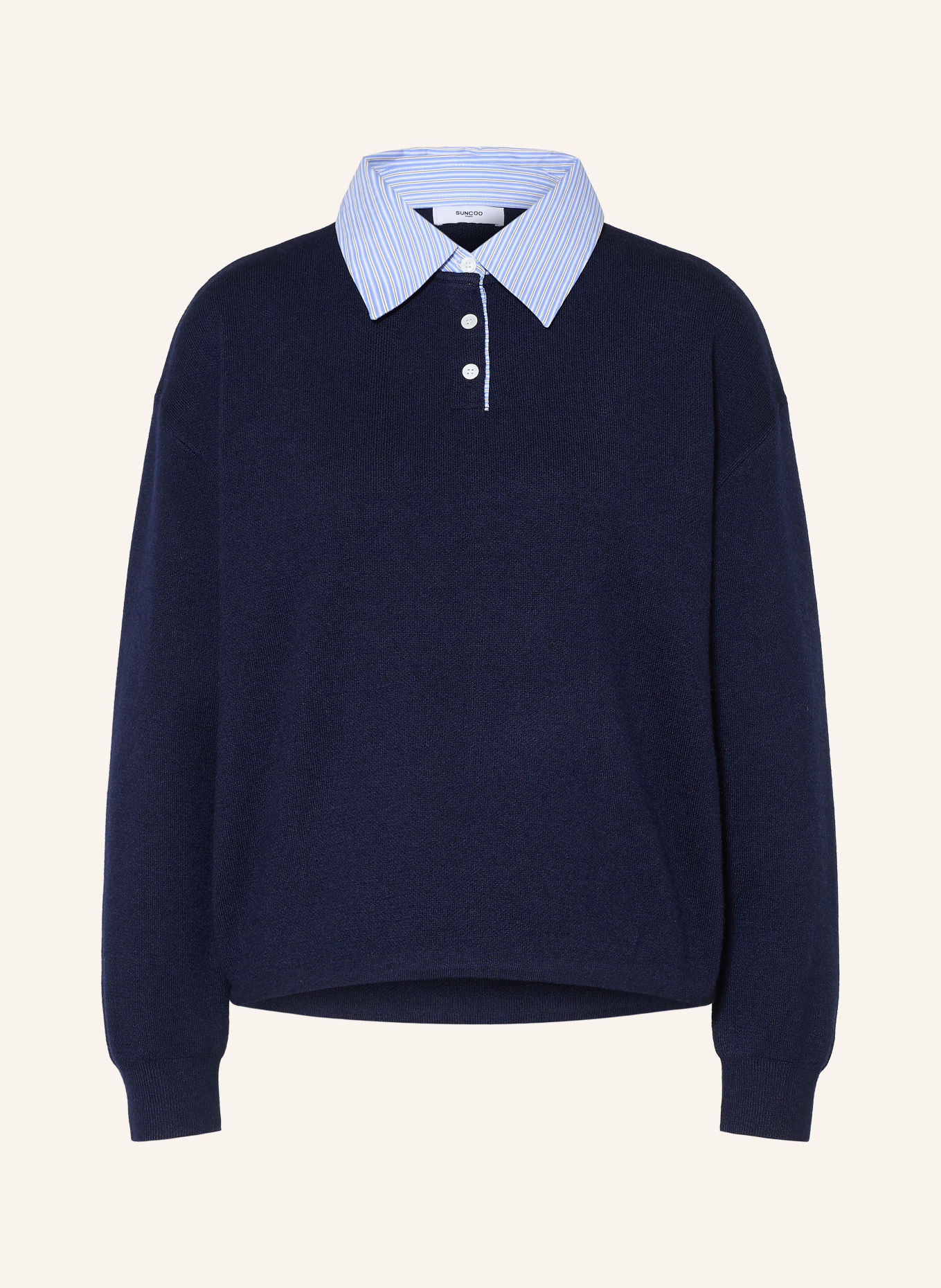 SUNCOO Pullover PAULIN: DUNKELBLAU / HELLBLAU / WEISS