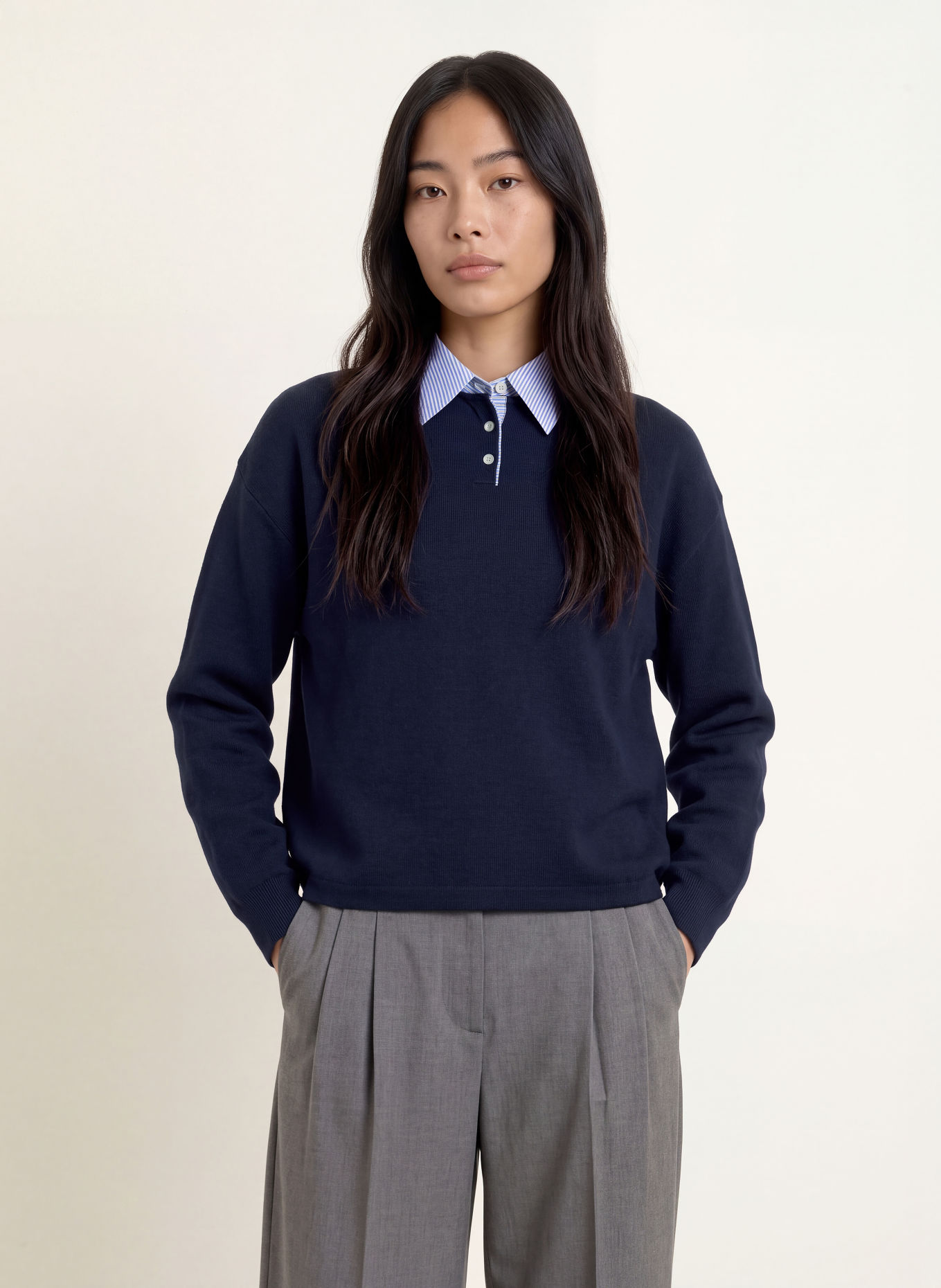 SUNCOO Pullover PAULIN: DUNKELBLAU / HELLBLAU / WEISS