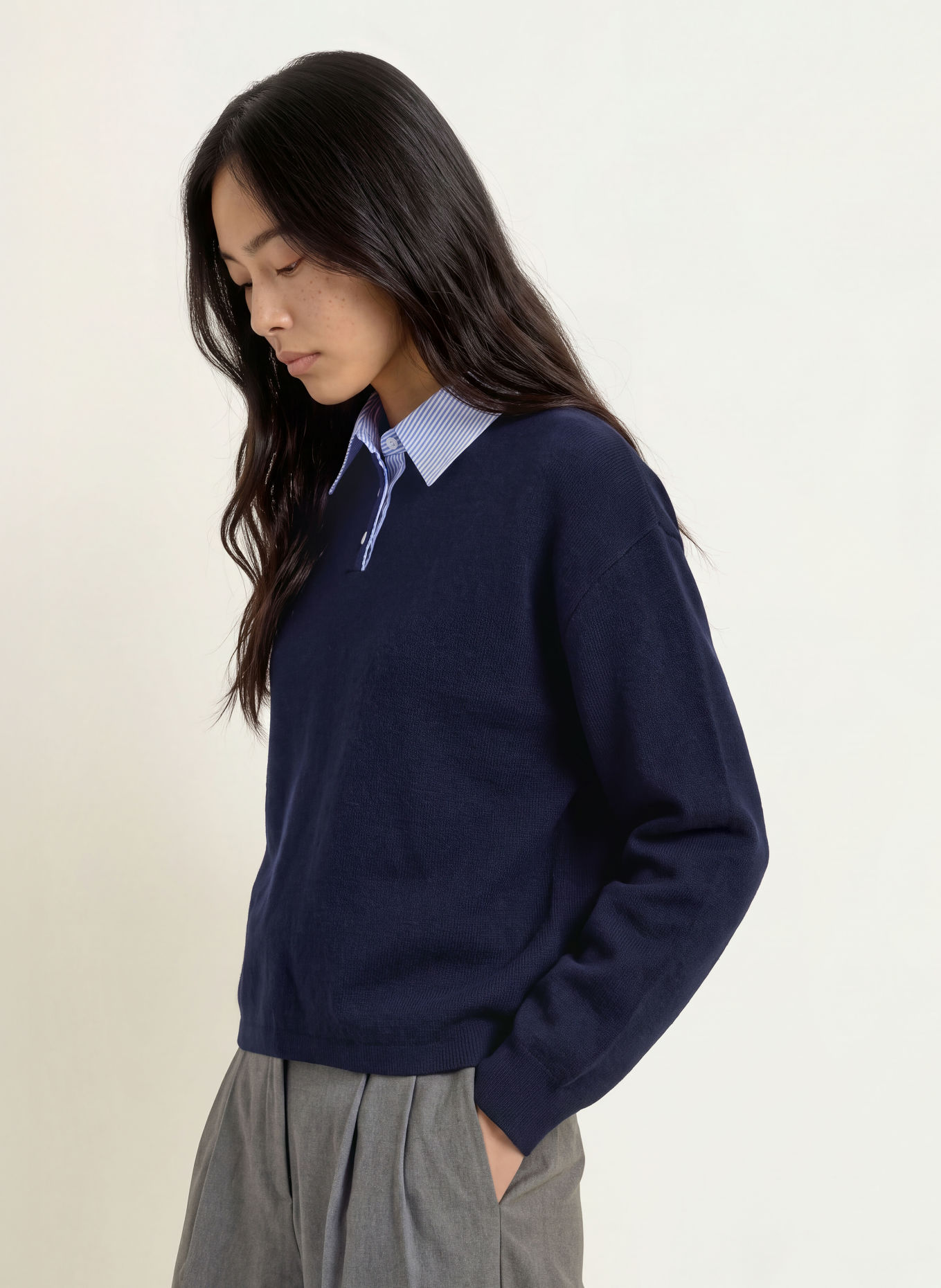 SUNCOO Pullover PAULIN: DUNKELBLAU / HELLBLAU / WEISS