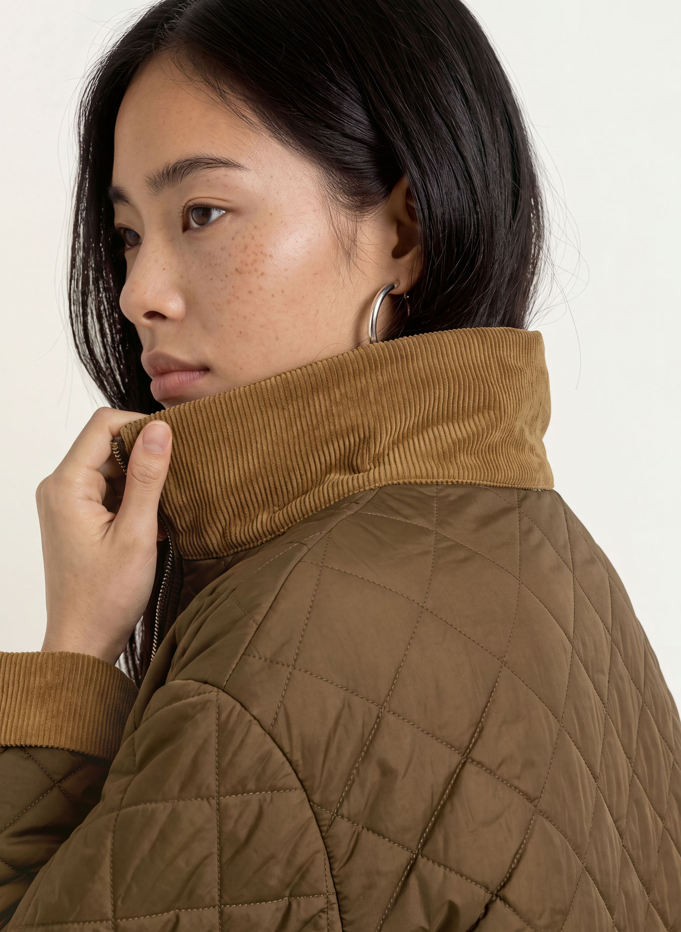 SUNCOO Prošívaná bunda DEBUT: OLIVOVÁ / KOŇAKOVÁ
