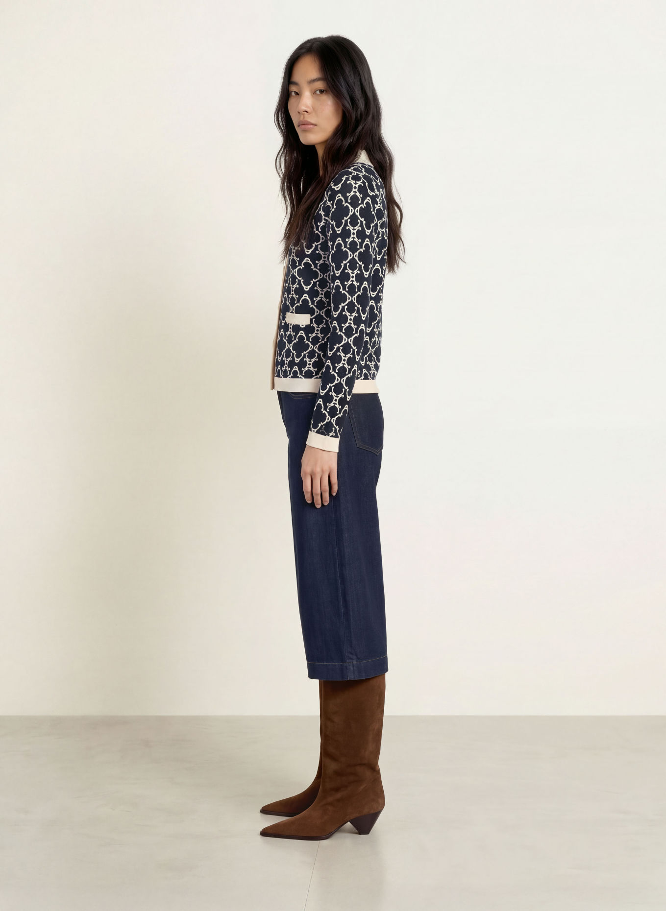 SUNCOO Strickjacke GEMARI: DUNKELBLAU / CREME