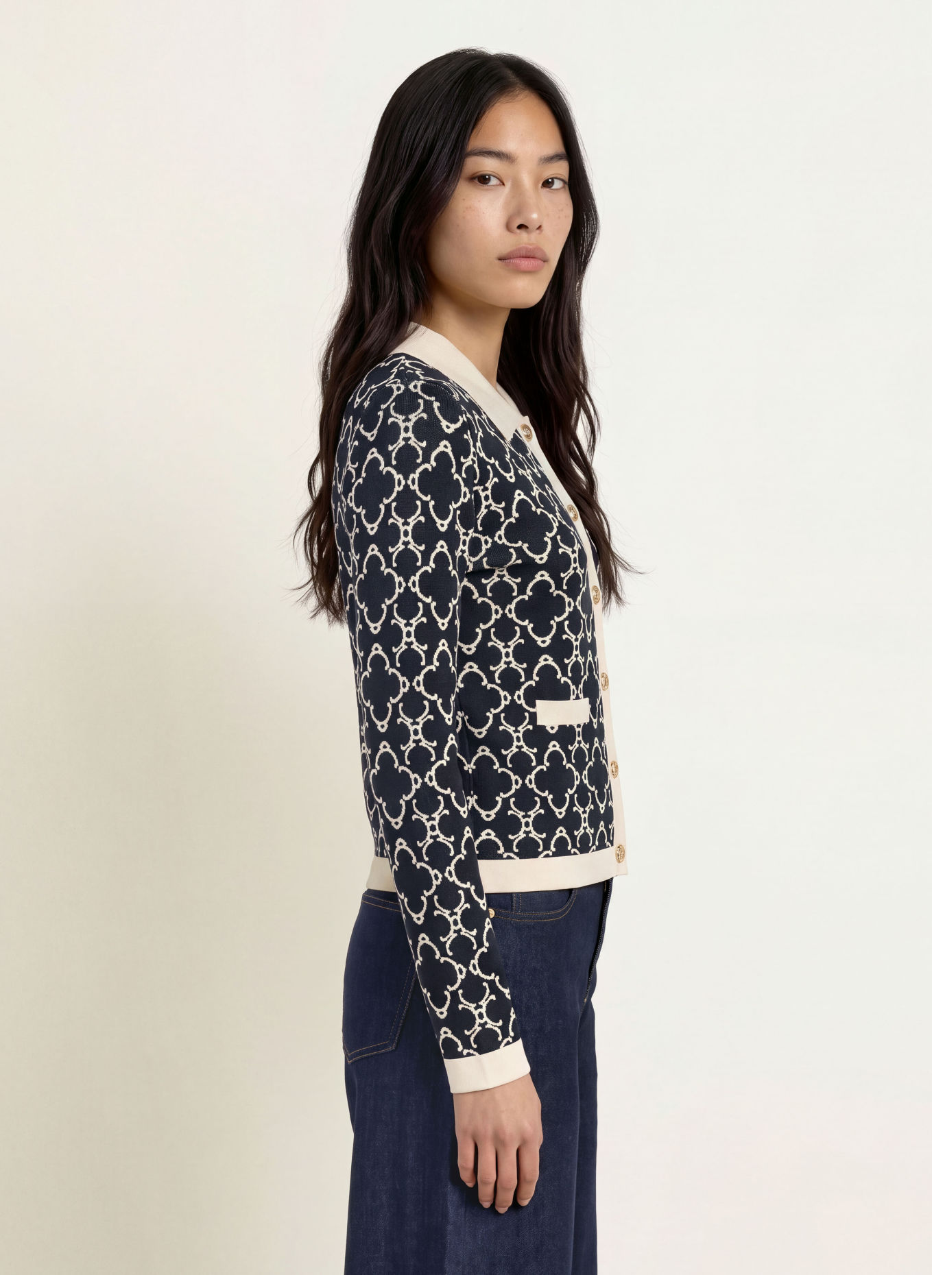 SUNCOO Strickjacke GEMARI: DUNKELBLAU / CREME