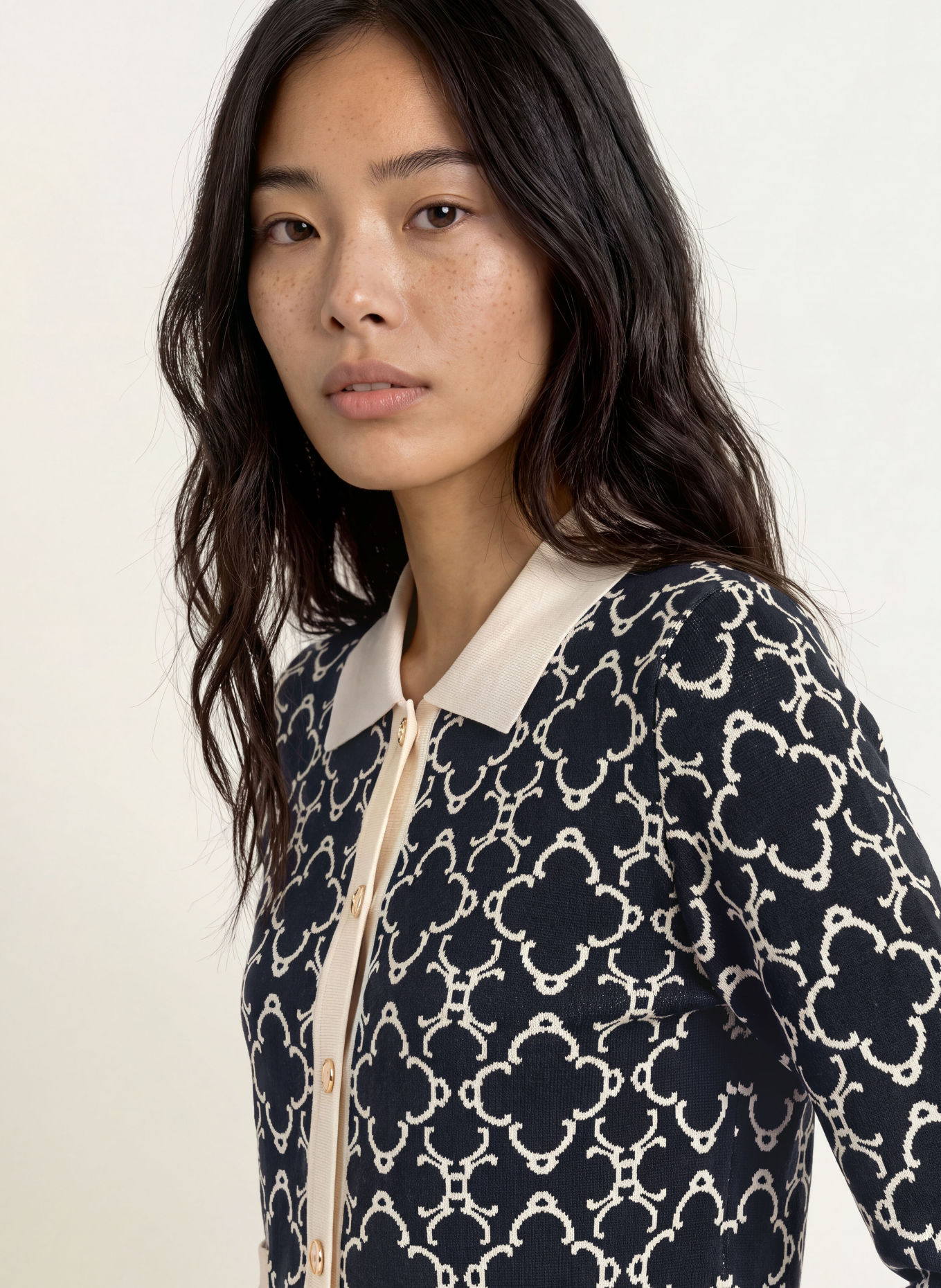 SUNCOO Strickjacke GEMARI: DUNKELBLAU / CREME