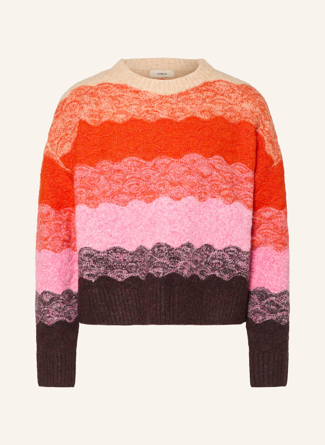 SUNCOO Pullover PANAYO: ORANGE / DUNKELBRAUN / ROSA