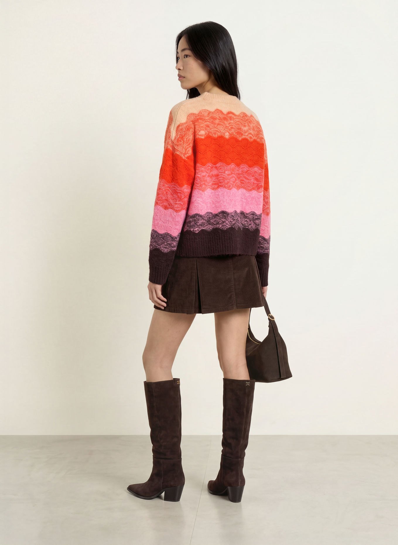 SUNCOO Pullover PANAYO: ORANGE / DUNKELBRAUN / ROSA