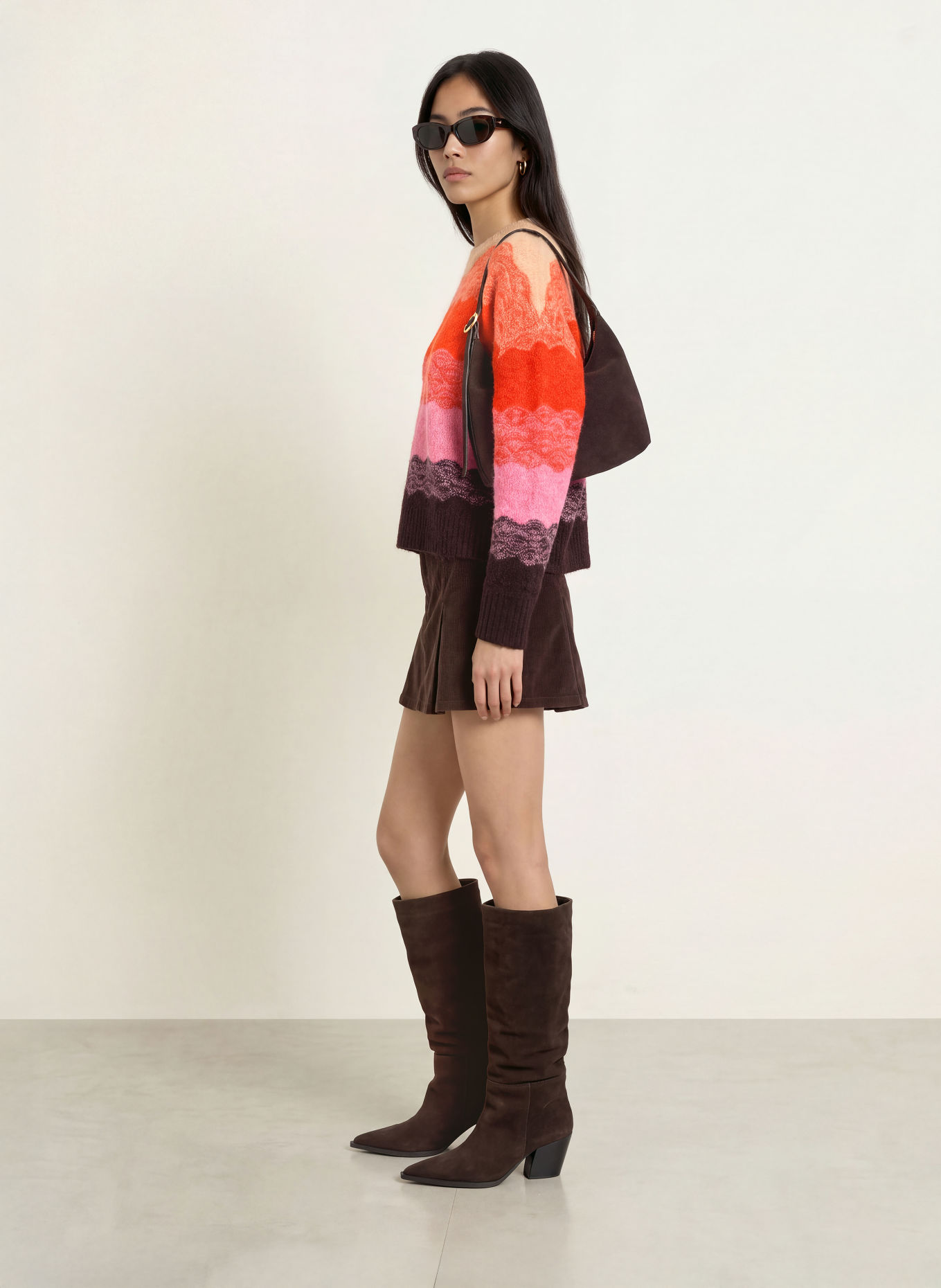 SUNCOO Pullover PANAYO: ORANGE / DUNKELBRAUN / ROSA