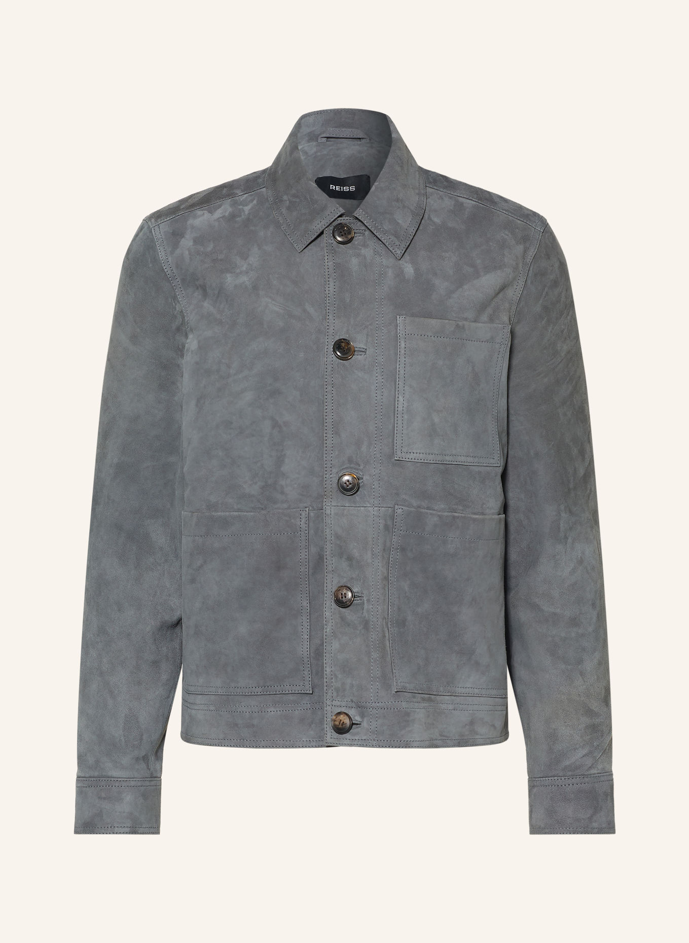 REISS Lederjacke WILSTEAD: BLAUGRAU