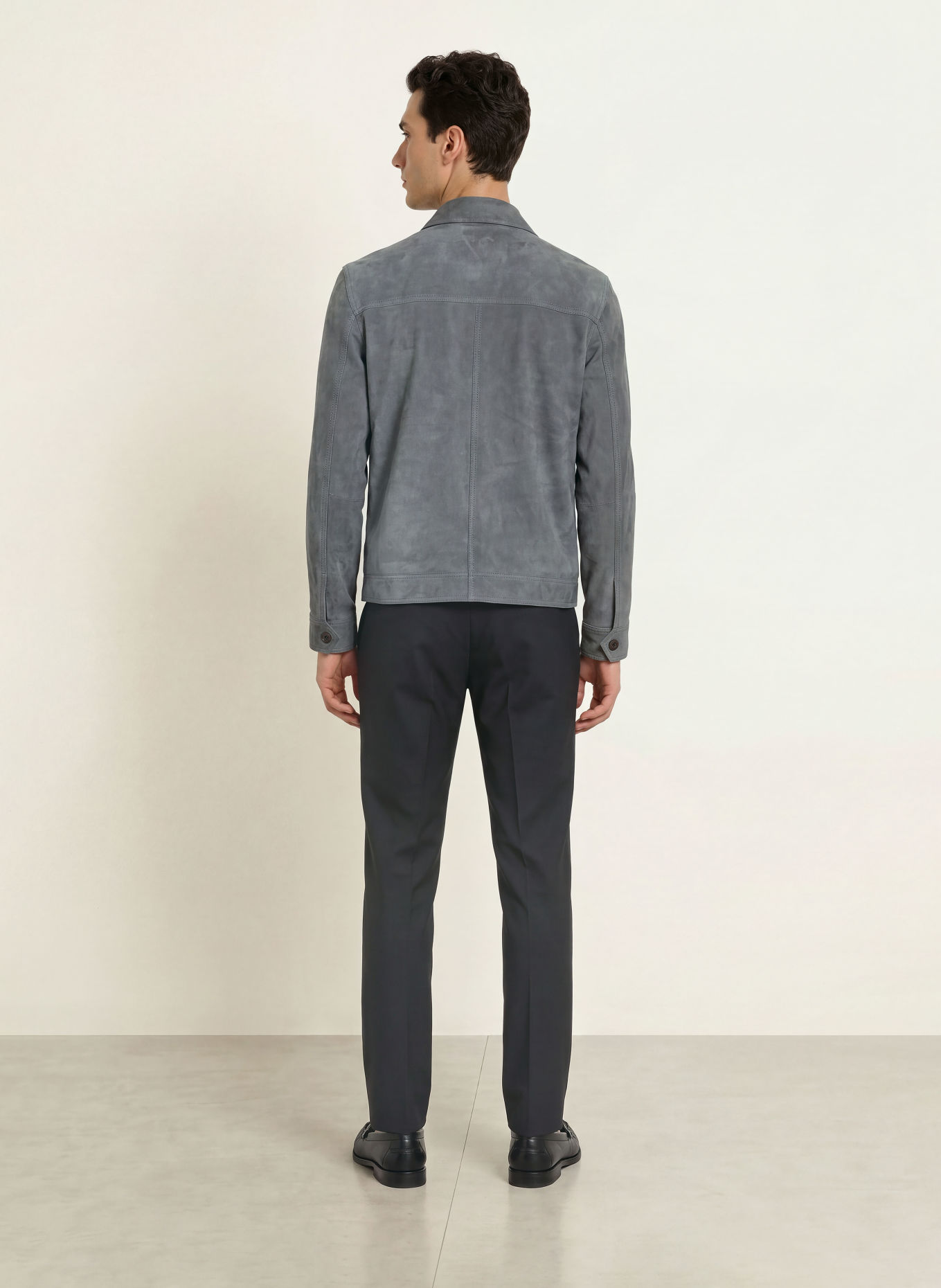REISS Lederjacke WILSTEAD: BLAUGRAU