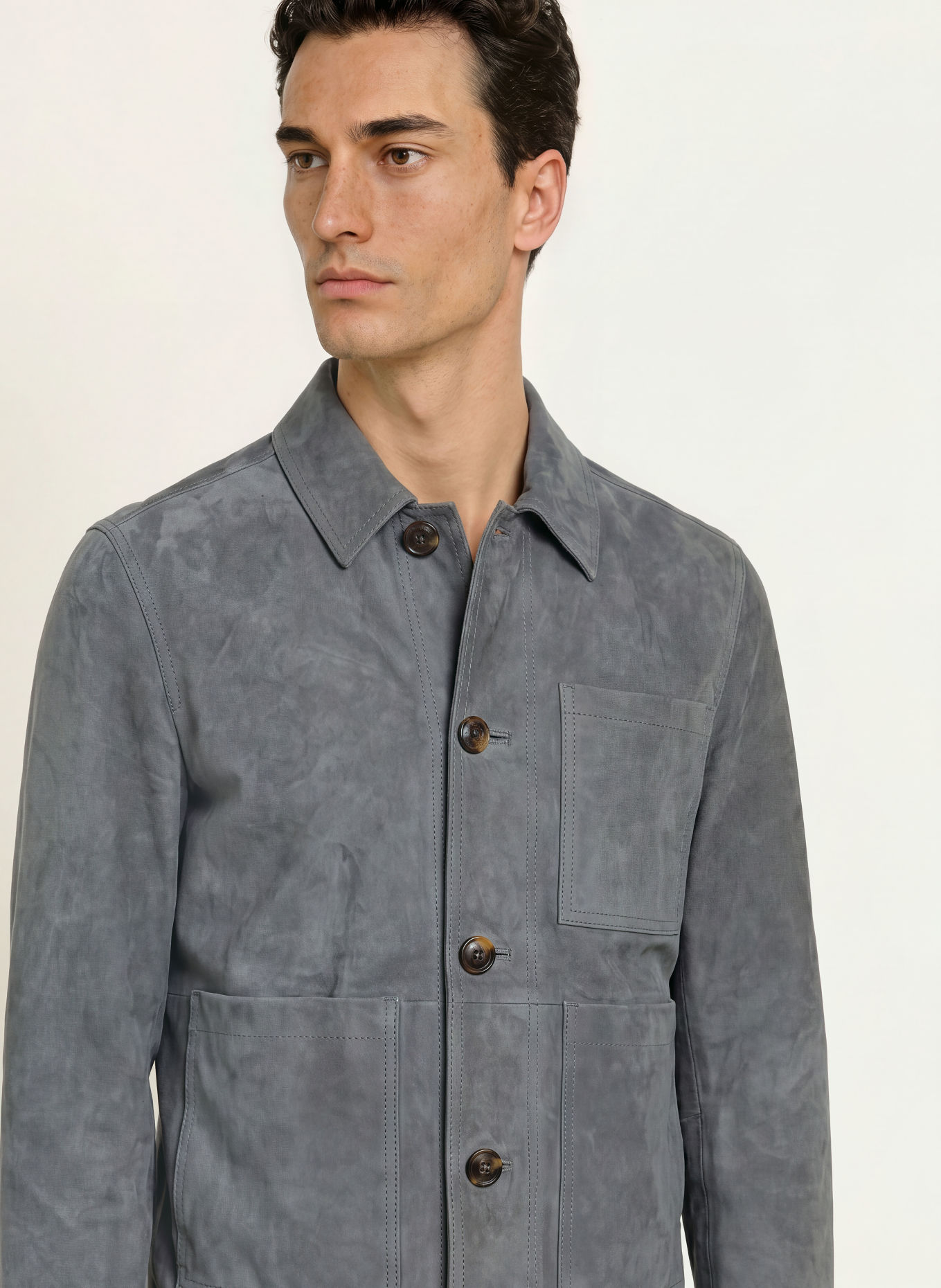 REISS Lederjacke WILSTEAD: BLAUGRAU