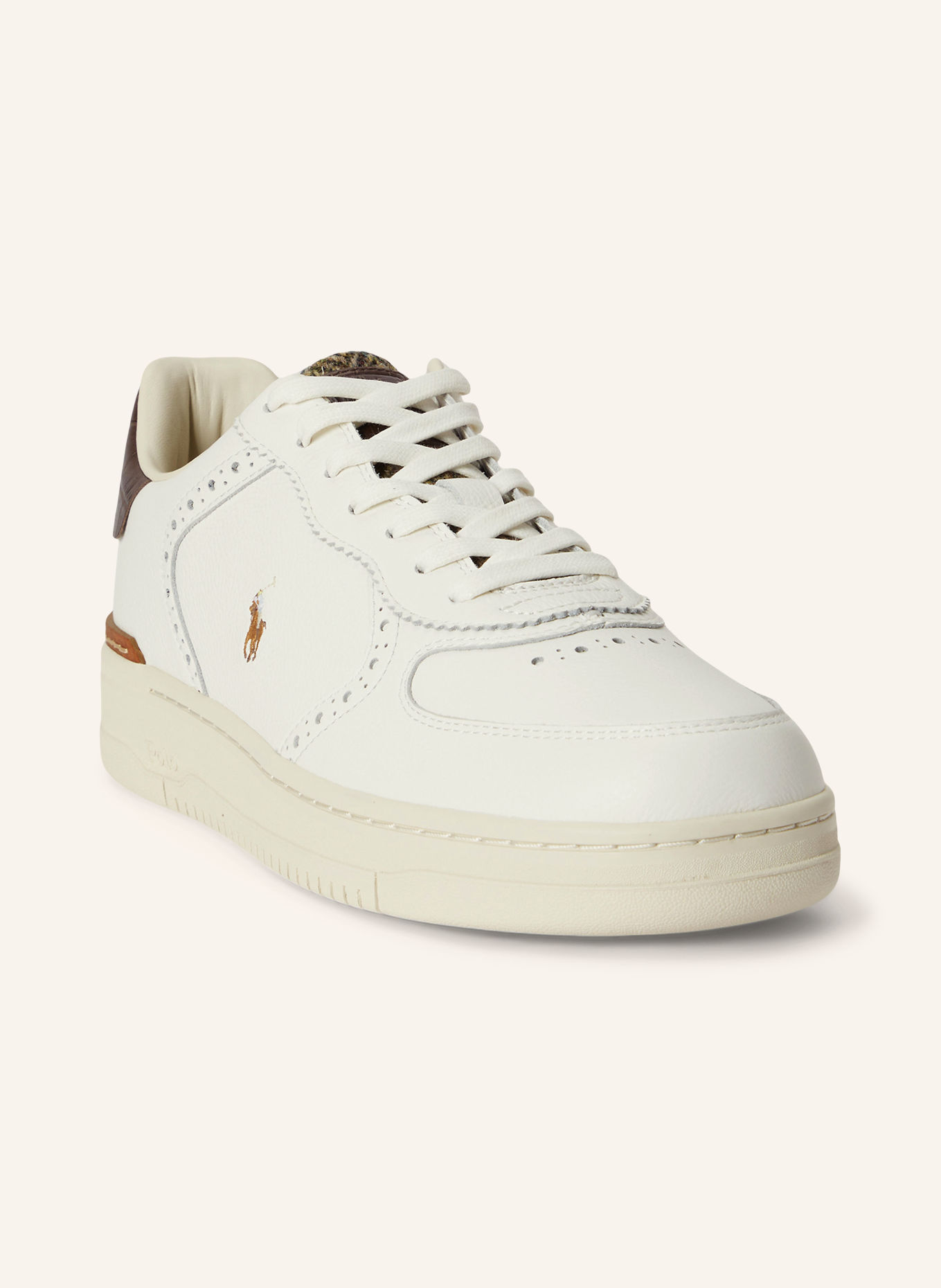 POLO RALPH LAUREN Sneakers: HVID / MØRKEBRUN / BRUN