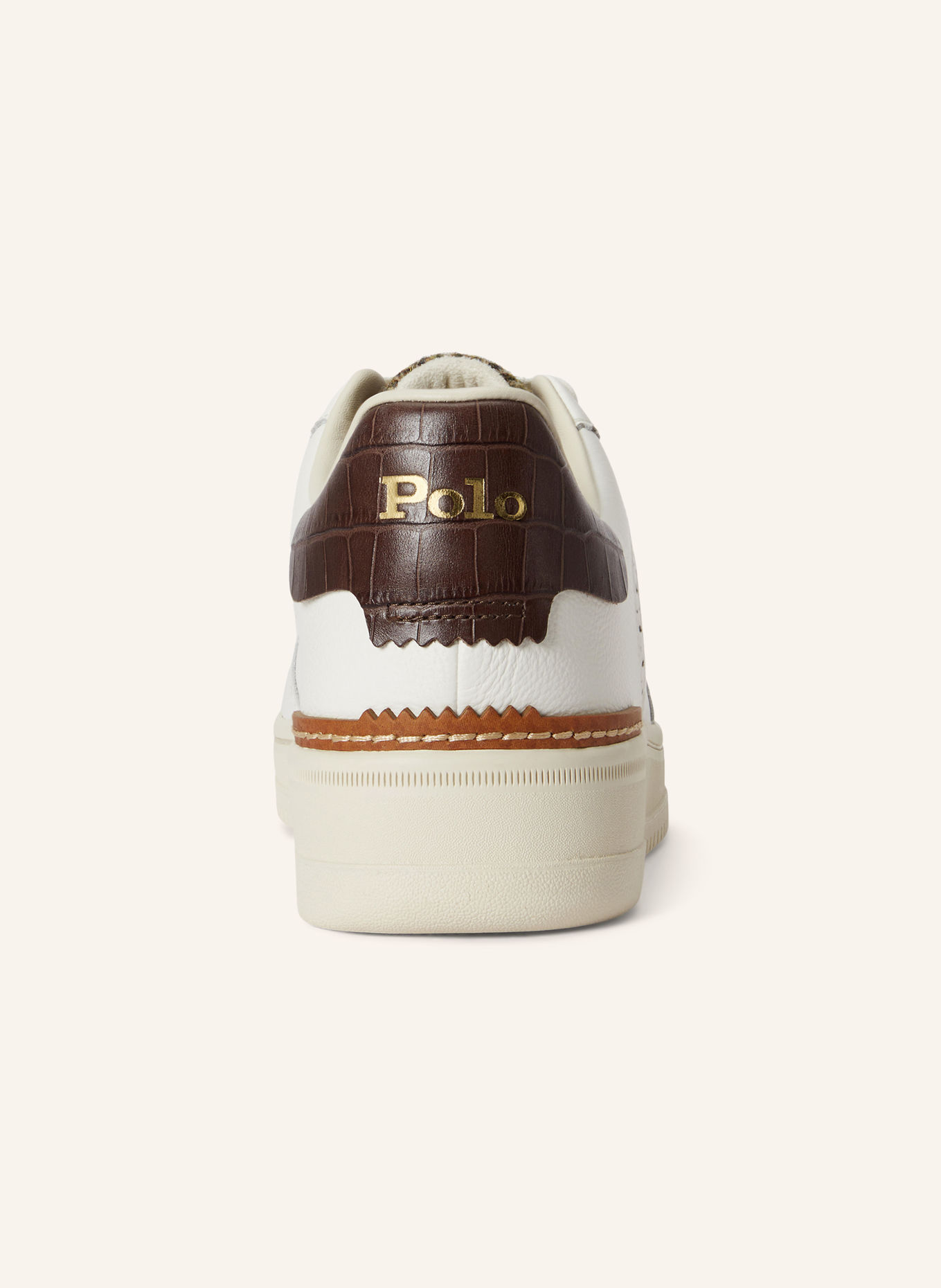 POLO RALPH LAUREN Sneakers: HVID / MØRKEBRUN / BRUN