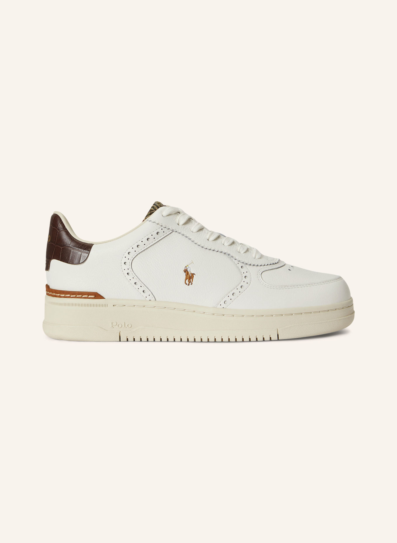 POLO RALPH LAUREN Sneakers: HVID / MØRKEBRUN / BRUN