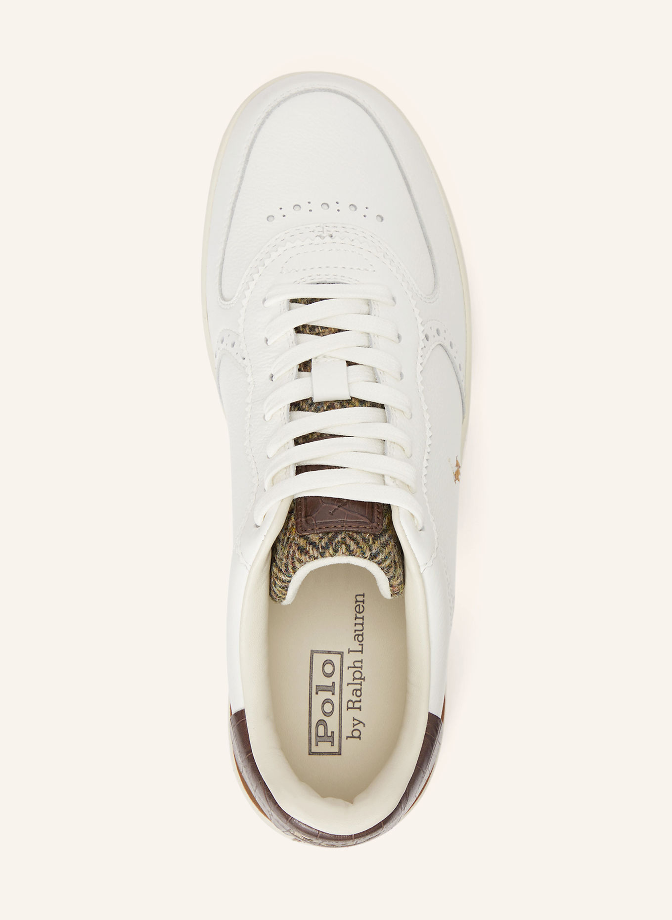 POLO RALPH LAUREN Sneakers: HVID / MØRKEBRUN / BRUN