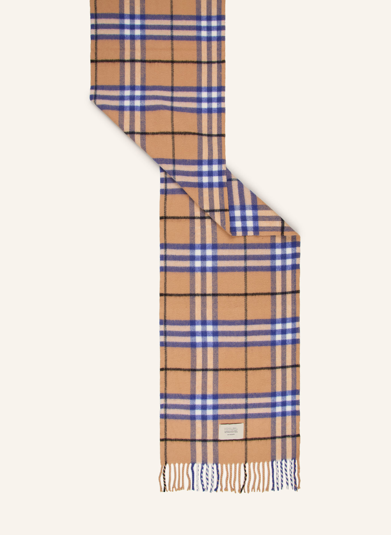KARO KAUER Schal: COGNAC / BLAU / WEISS