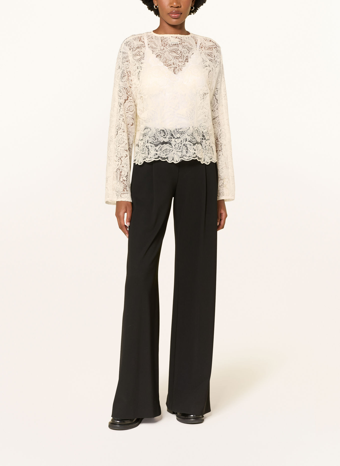 KARO KAUER Lace shirt blouse: CREAM