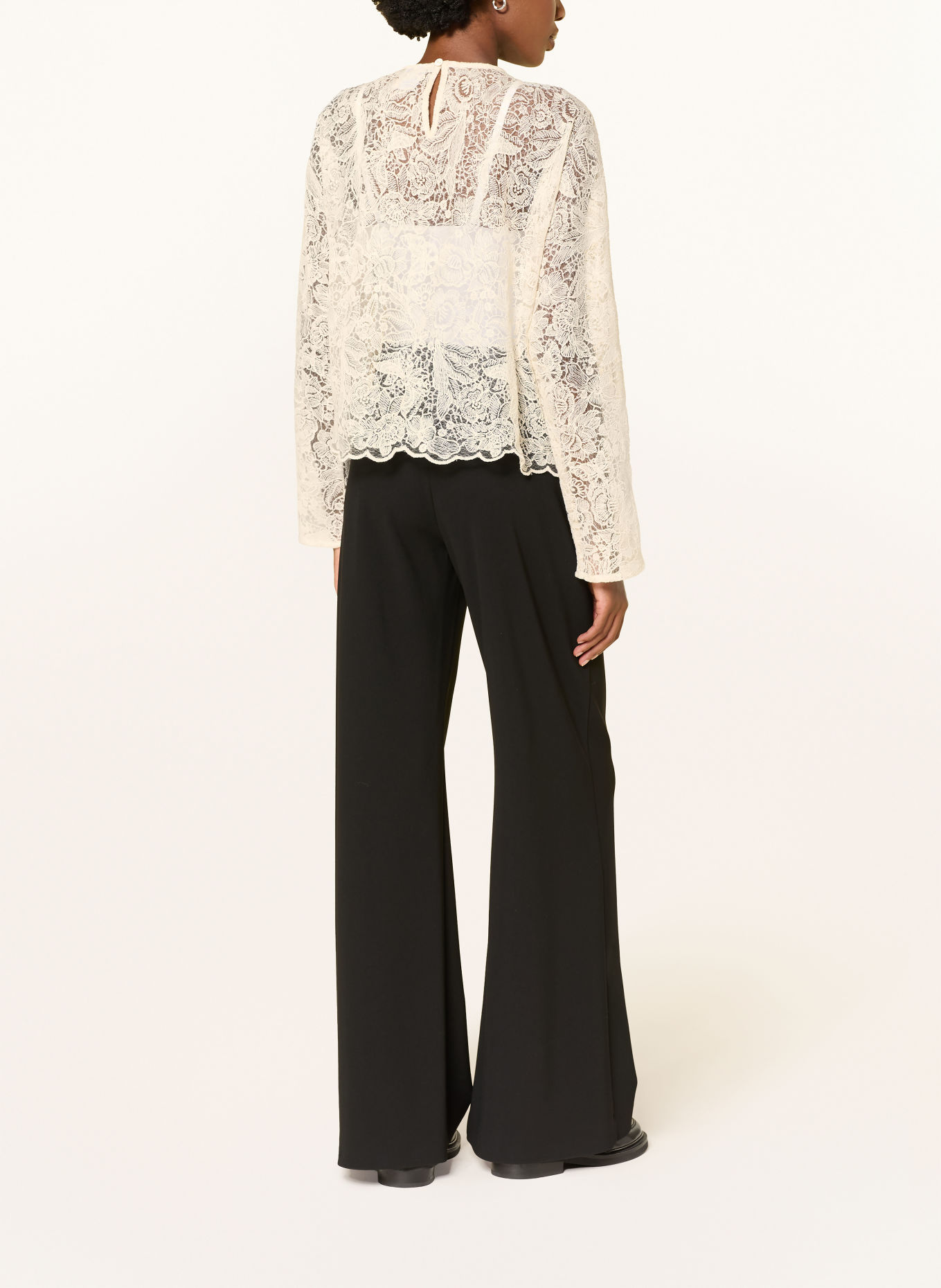 KARO KAUER Lace shirt blouse: CREAM